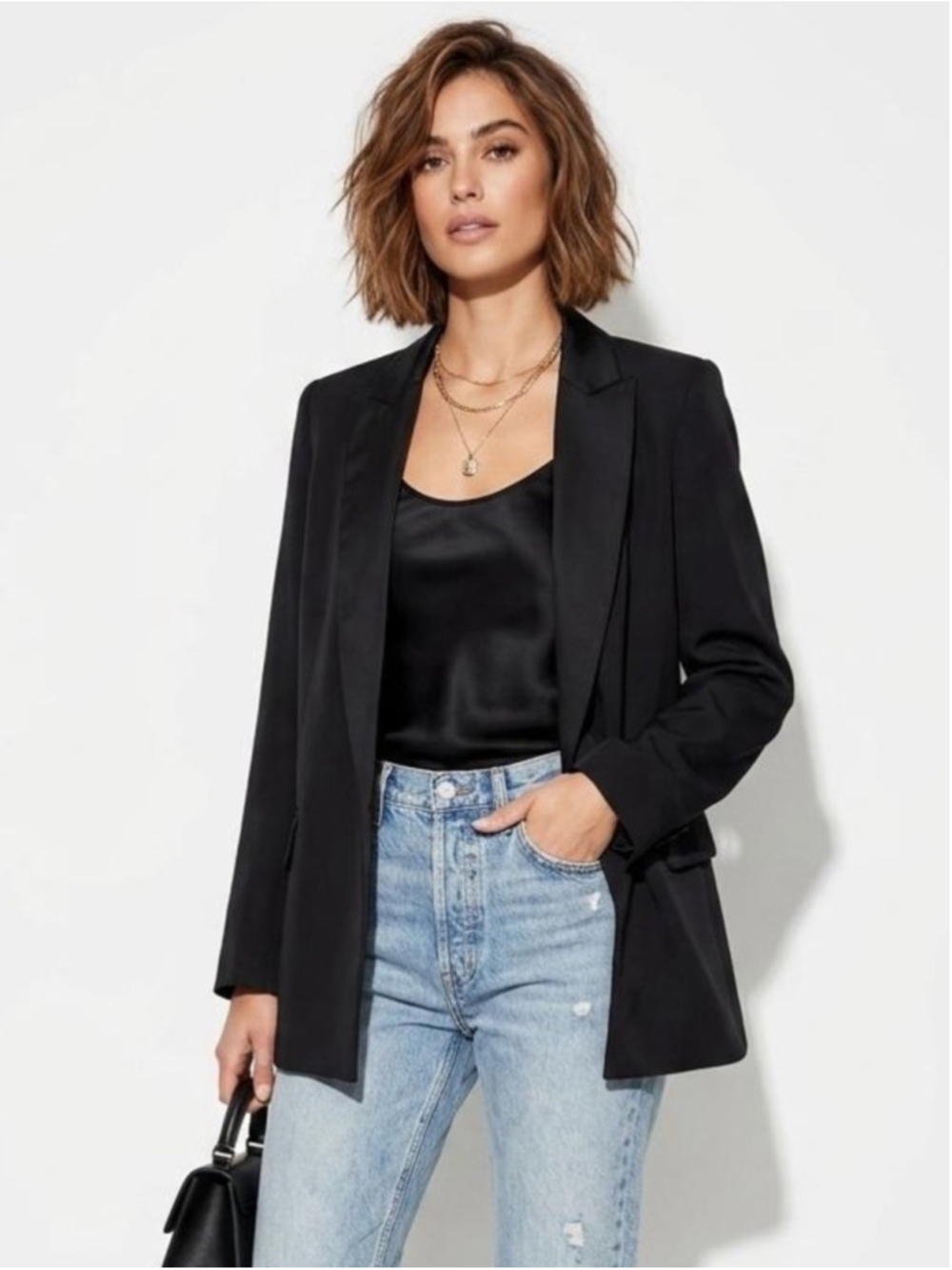 Zara Black Women's Longline Tailored Open Front Blazer Jacket Size XS